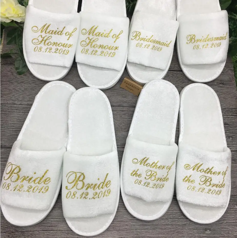 

5pairs lot personalized velvet wedding bride bridesmaid gift slippers Birthday Hen night bachelorette party gifts