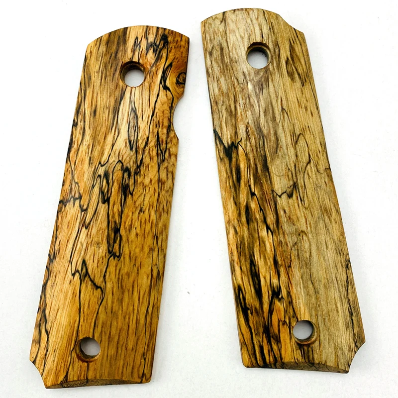 2Pieces Gun 1911 Grips Spalted Maple Wood Handle Grips Patch Custom Grips CNC Gun Handle Grips