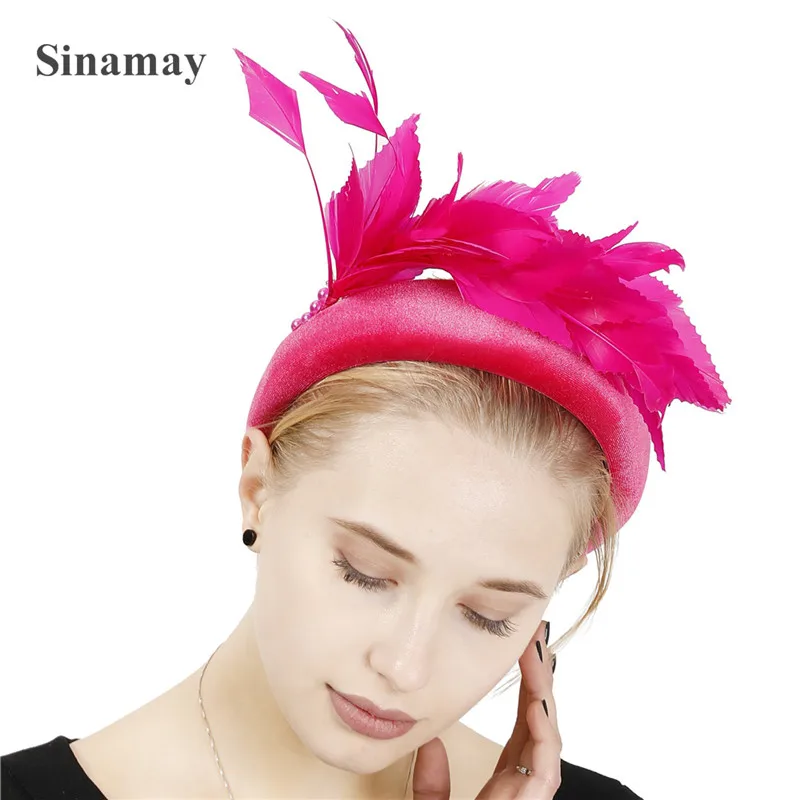 

New Charming Wedding Feather Bridal Headband Fascinators Hair Accessories Elegant Women Show Party Headwear Cocktail Headdress