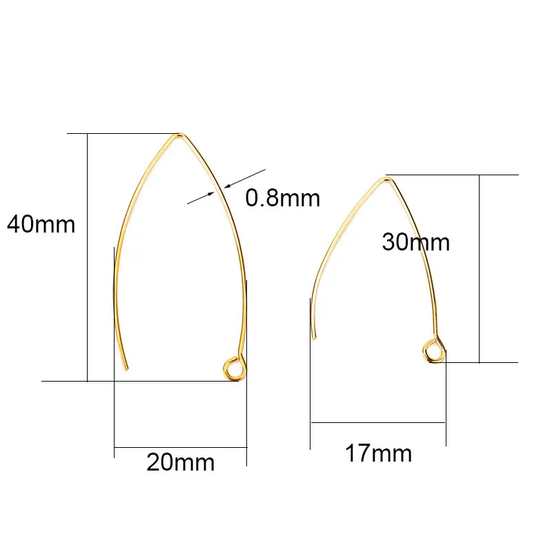 20 piezas de ganchos para pendientes en forma de V de acero inoxidable, lote de pendientes hipoalergénicos antialérgicos, alambre de cierre para
