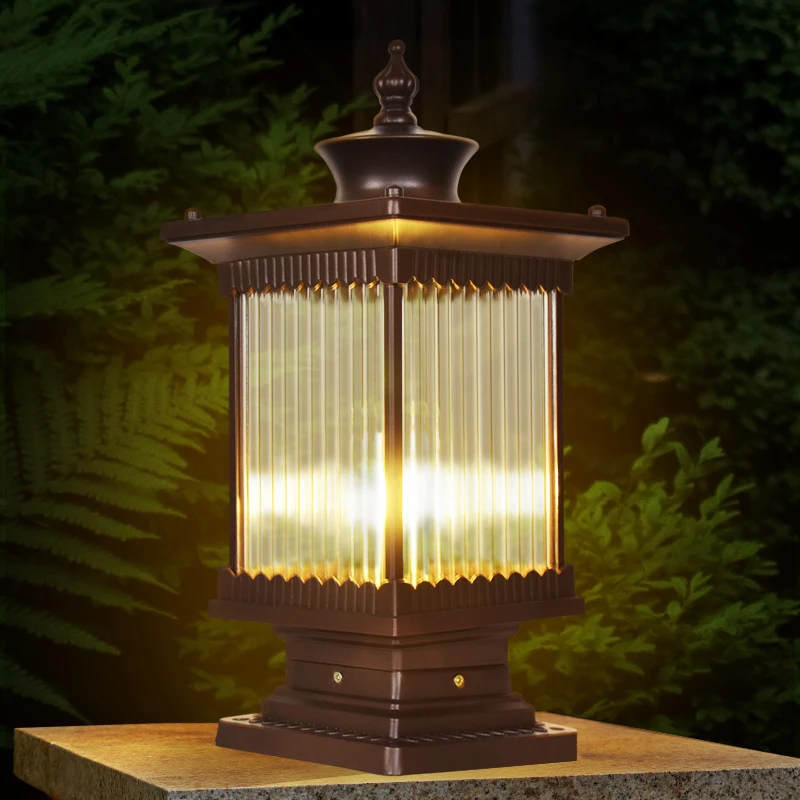 Outdoor Pillar Lamp Wall Lamp Door Post Lamp Waterproof Exterior Black Round Ball Garden Yard Pillar Lighting