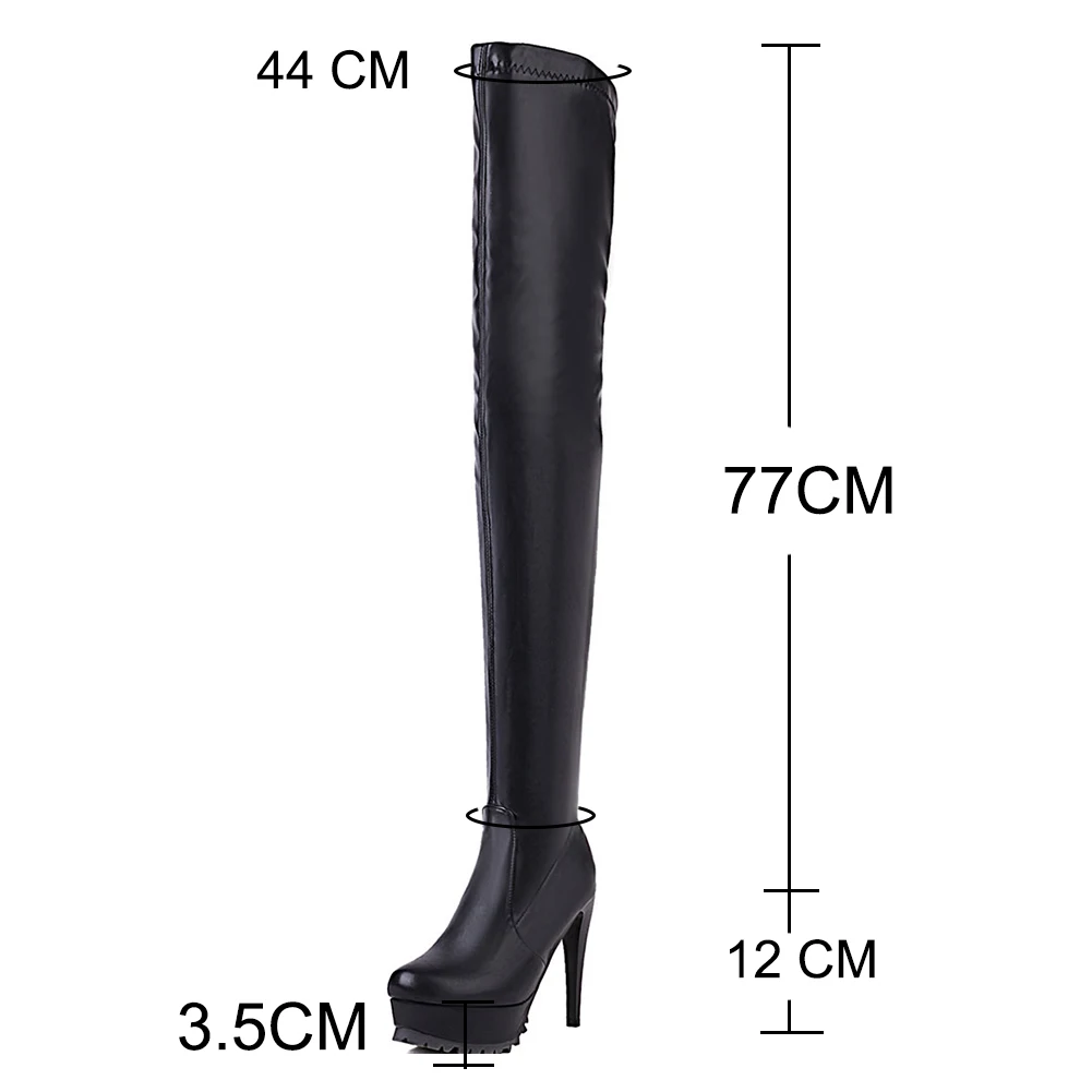 INS Hot Sale Platform Thin High Heels Sexy Women Thigh High Boots Zipper Party Dress Top Quality Over The Knee Boots For Women