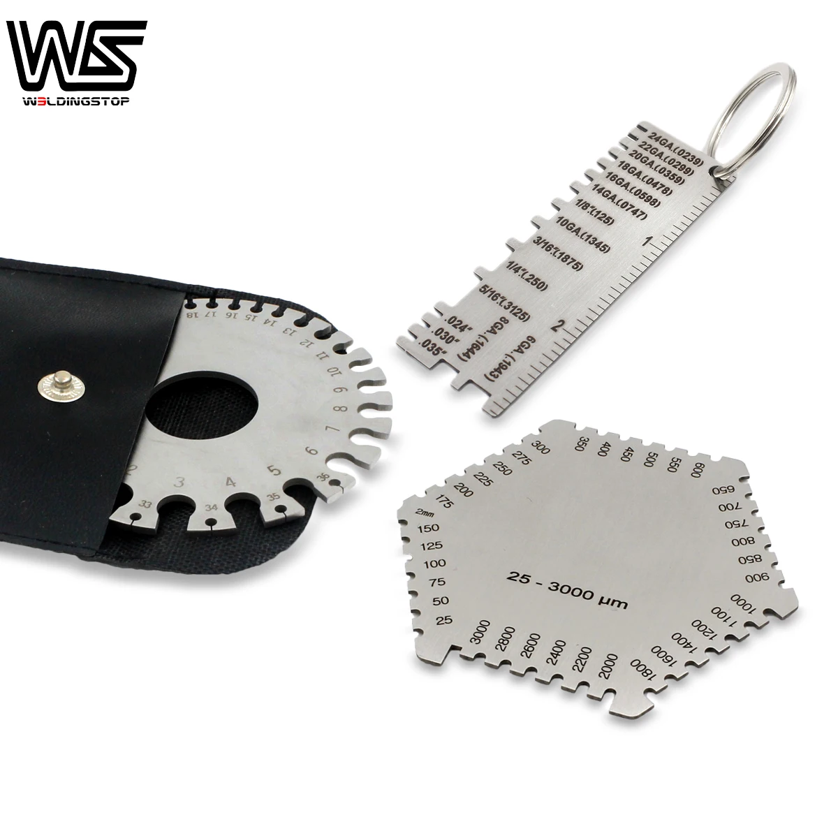 Welding Gauge Set 25-3000um Wet Film Comb + Wire Metal Sheet Thickness Gauge + Round Wire Cable Sheet Gage AWG and SAE