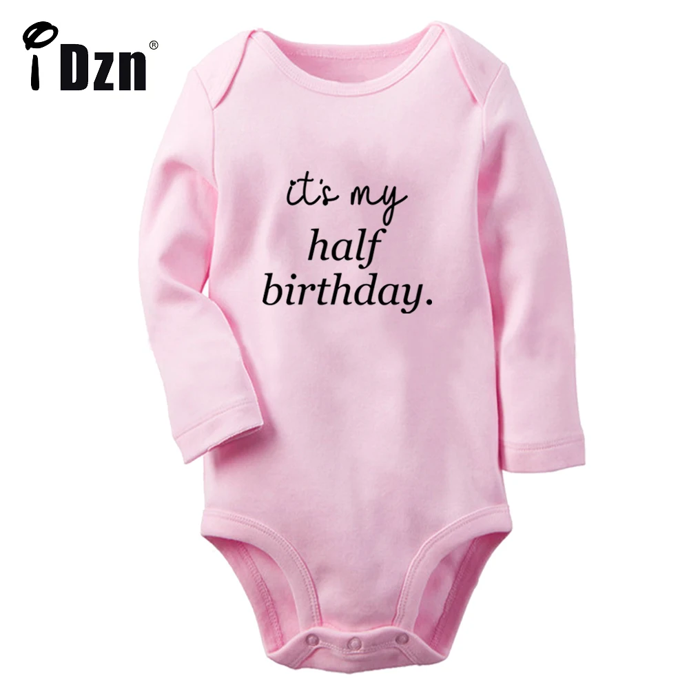 iDzn NEW It's My Half Birthday Baby Boys Cute Rompers Baby Girls Bodysuit Newborn Long Sleeves Jumpsuit Soft Cotton Clothes