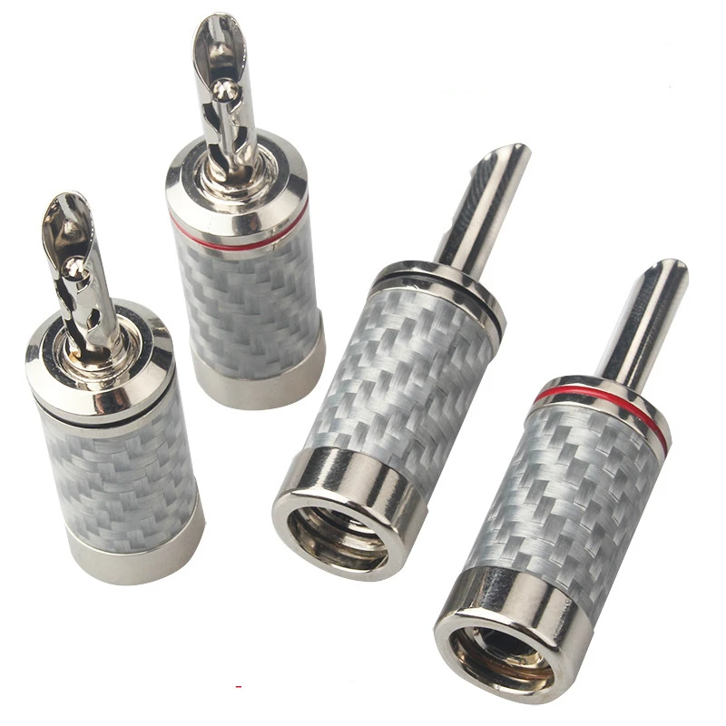 

HiFi Pure Copper Rhodium Plated Banana Plug Carbon Fiber Audio Adapter For Speaker Cable Connector