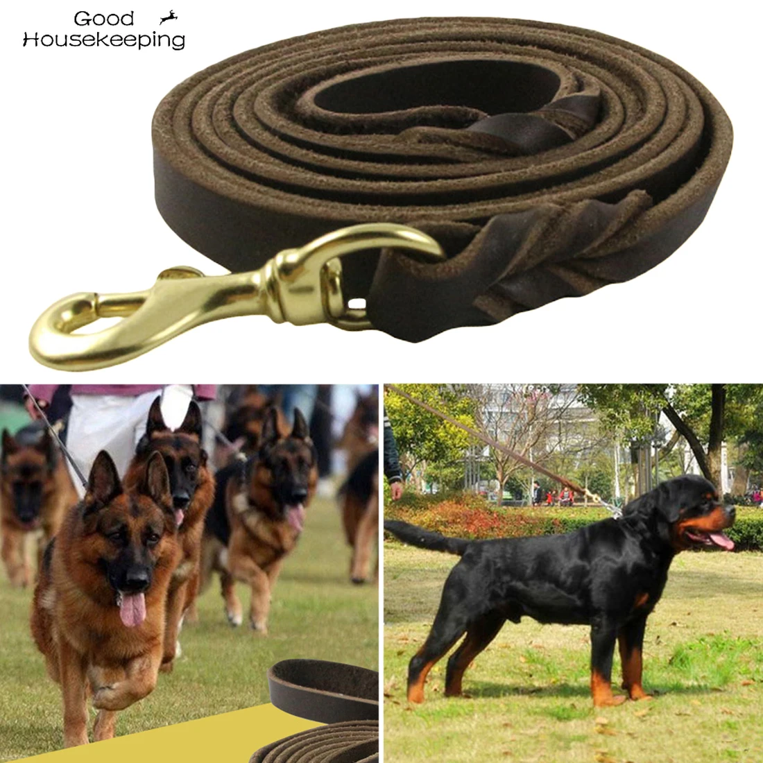 1Pc Durable Braided Leather Dog Leash Walking Training Leads for Dog German Shepherd Pet Products for Medium Large Dogs Leash