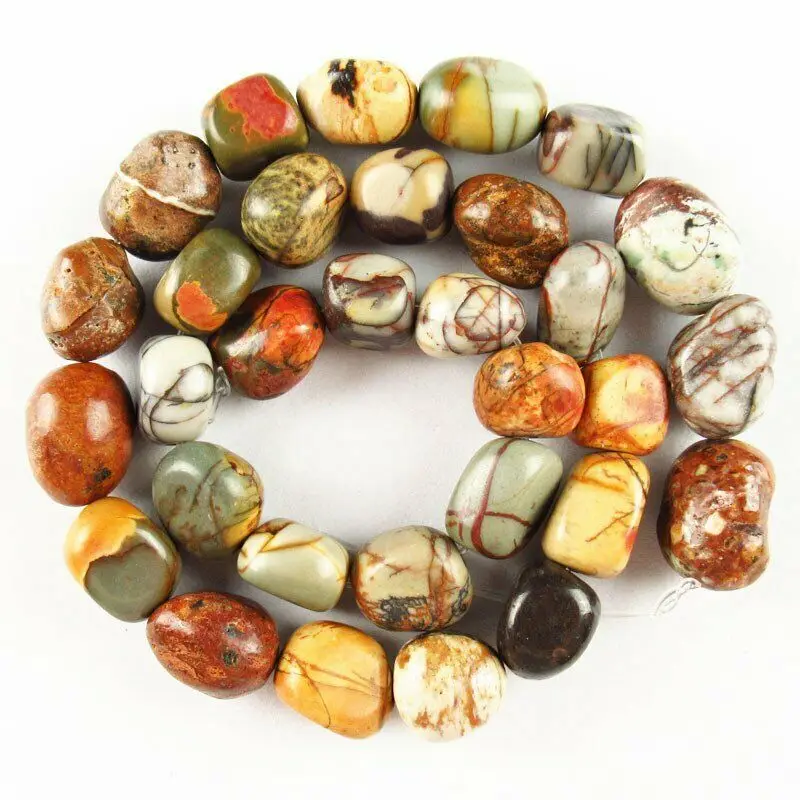 

1Strand 10-14mm 62.3g Picasso Jasper Freeform Loose Bead 15.5 Inch Jewelry birthday present for DIY Pendant Jewelry Making