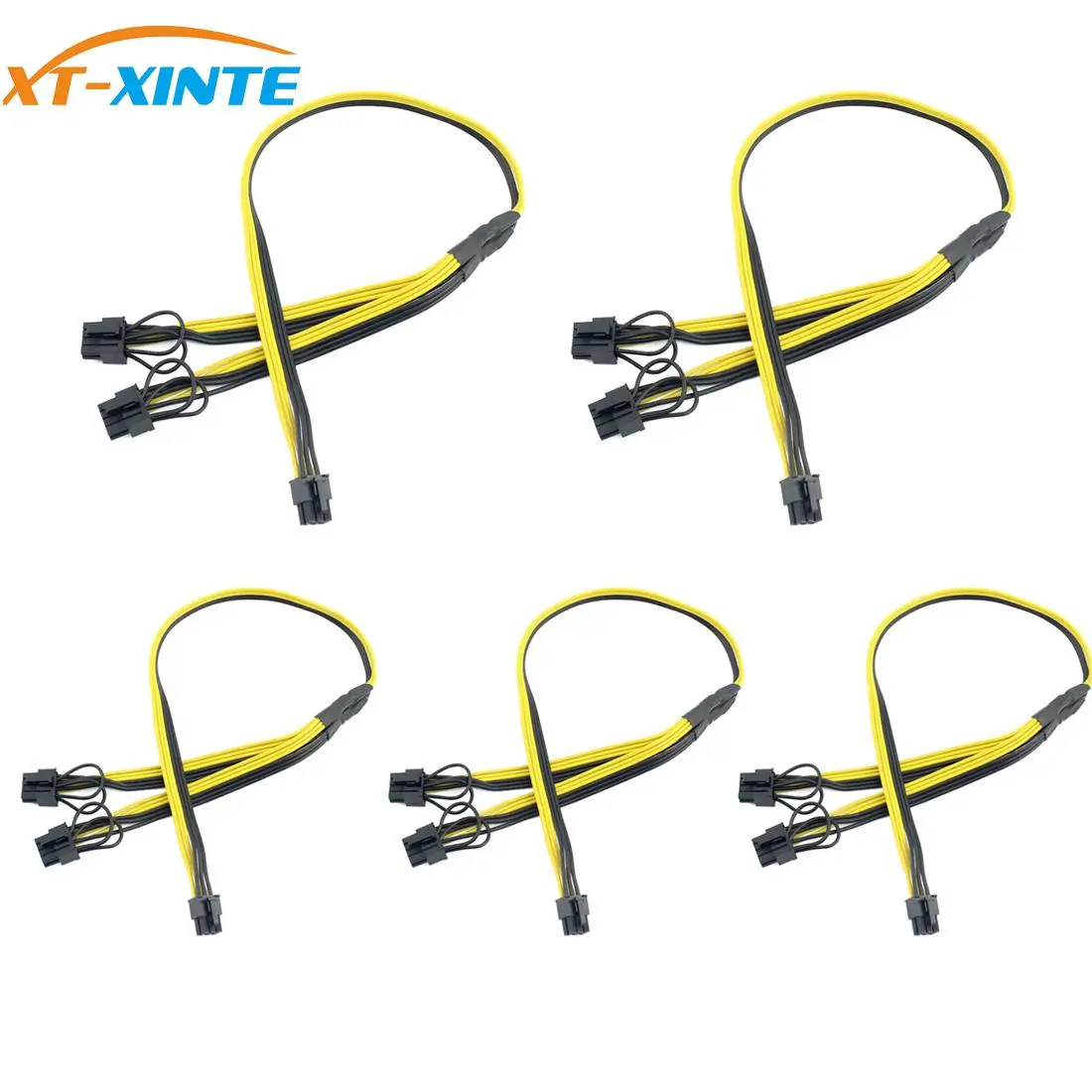 

5Pcs PCI-E PCI Express 6Pin to Dual 2-Port 8Pin 6+2 Pin Adapter GPU Video Card Power Cable Module Wire 16AWG Splitter Miner