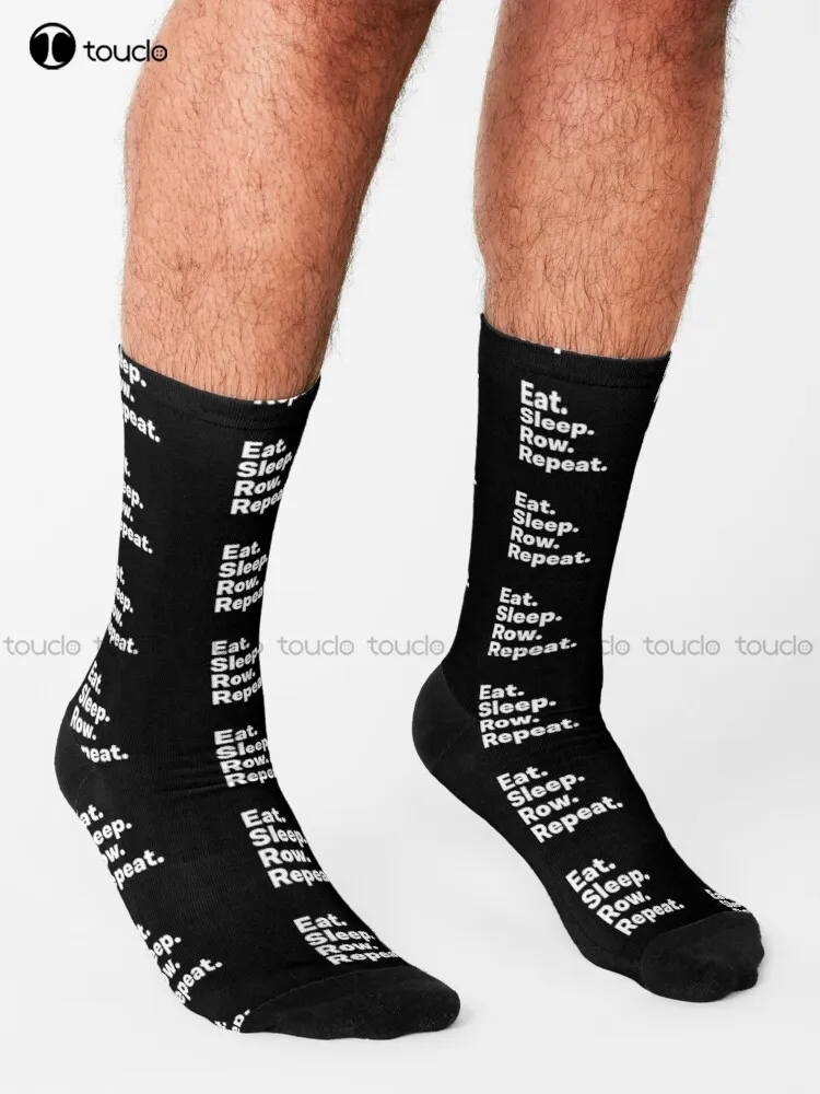 Eat Sleep Row Repeat Socks White Socks Mens Unisex Adult Teen Youth Socks Personalized Custom 360° Digital Print