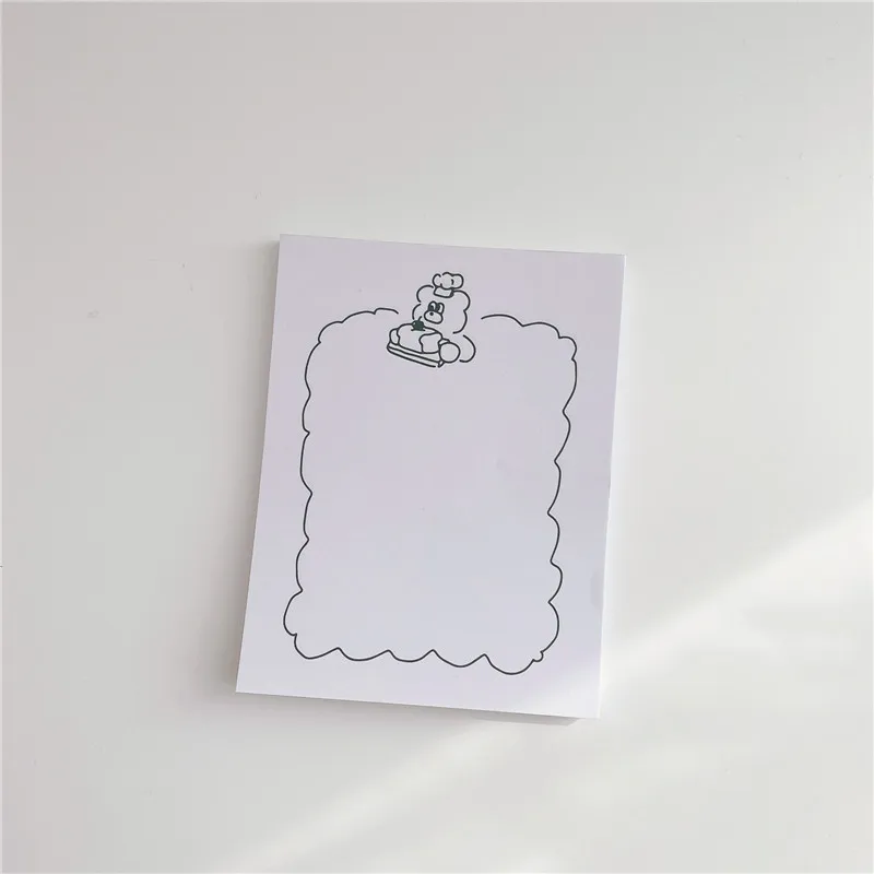 Korean Ins Cartoon Bear Square Frame Memo Pad 50 Sheets Long Style Note Paper Message Paper To Do List Kawaii Notepad Stationery