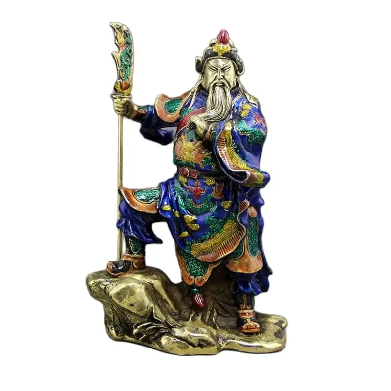 

The Statue Of Guan Gong Ornaments Copper Enamel Color Process Brass Stand Guan Fortuna Wu Cloisonne Ornaments Lucky