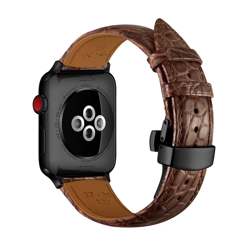 Nigeria alligator leather strap for Apple watch band 42mm 38mm apple watch 6 SE band 44mm 40mm iwatch series 6/SE/5/4/3/2 belt