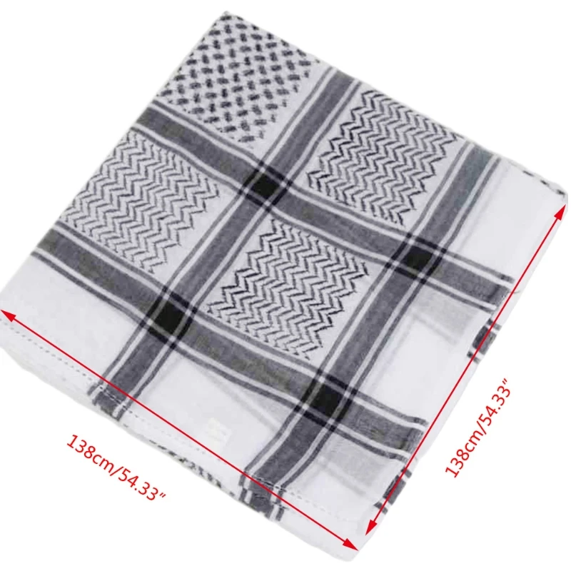 New Muslim Men Plaid Headscarf Arab Shemagh Dubai Turban Cap Neck Wrap Headcover