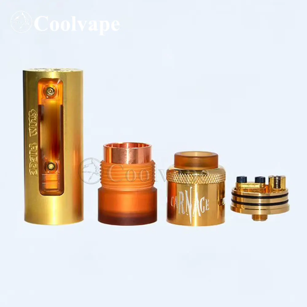 Coolvape peça fina mod mods mecânicos com carnage rda 25mm de diâmetro material de latão 18650 bateria e-cigarro mech mod vape