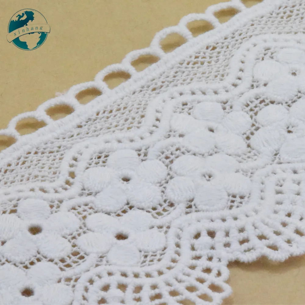 7.5cm White 100% Cotton Embroidery Lace French Ribbon Fabric Guipure Diy Dolls Trims Warp Knitting Sewing Accessories#4004