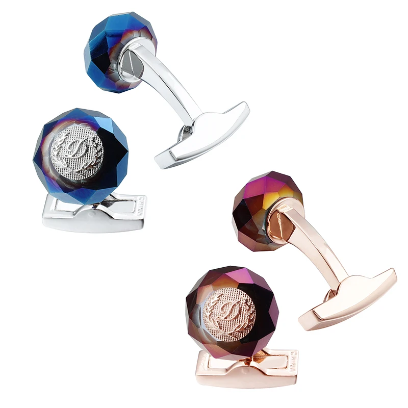 HAWSON Luxury Letter D Cufflinks 6 Colors Options Stone Cuff Links Rose Gold Color Mens Fashion Jewelry Gifts For Ceremony