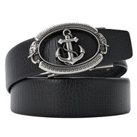 CEXIKA Gold Silver Alloy Anchor Fishing Automatic Buckle Belts Men High Quality Waist Strap for Jeans Luxury Brand Design Belt