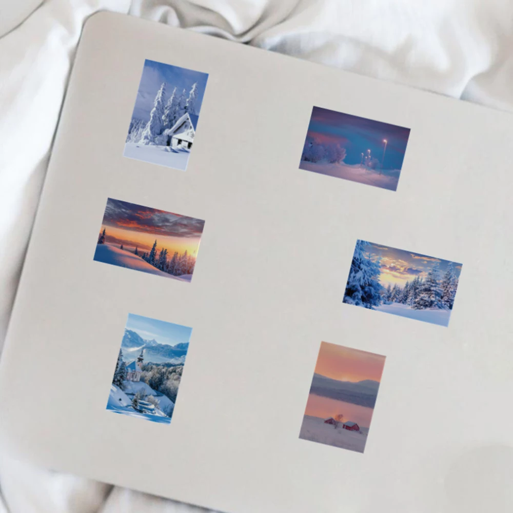 10/30/50pcs Winter Snow Scene Stickers Aesthetic Landscape Decals Laptop Luggage Phone Scrapbook Waterproof Sticker Decorative