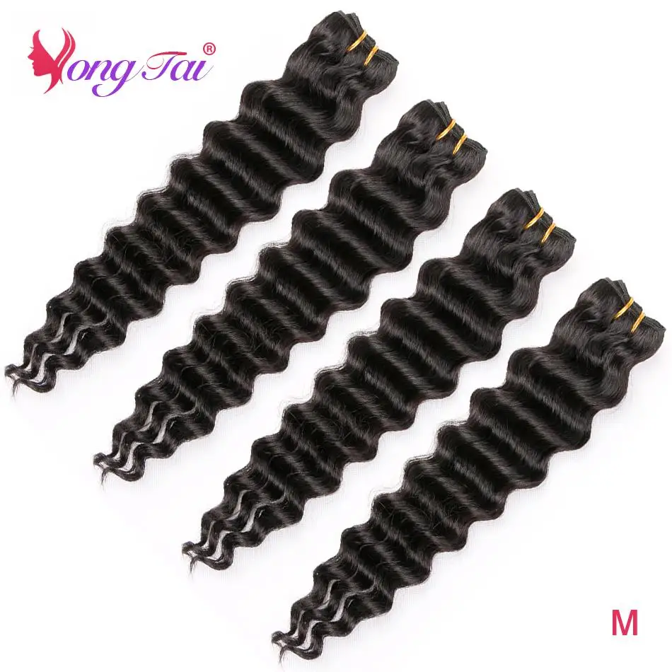 

YuYongtai Hair Brazilian Deep Wave Hair Extension 4 Bundles Non-Remy Human Hair Weavings Medium Ratio Natural Color 10-30 Inches