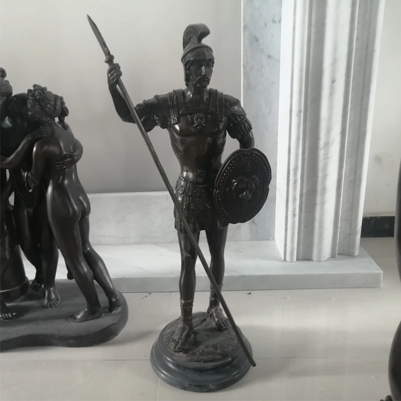 Roman Soldier Bronze Statues Sculpture Warrior Statue Home Room Decoration Crafts Collection Figurines For Interior