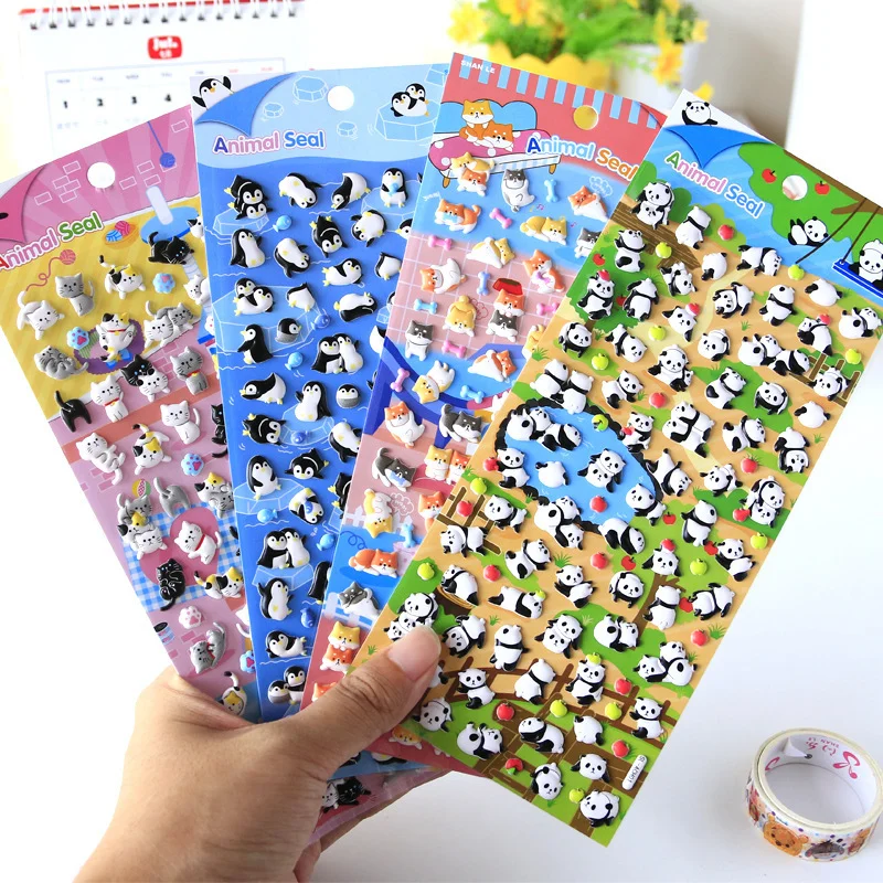 kawaii pequeno animal espuma 3d decorativo papelaria adesivos scrapbooking faca voce mesmo diario album vara etiqueta gato panda adesivos para criancas 01