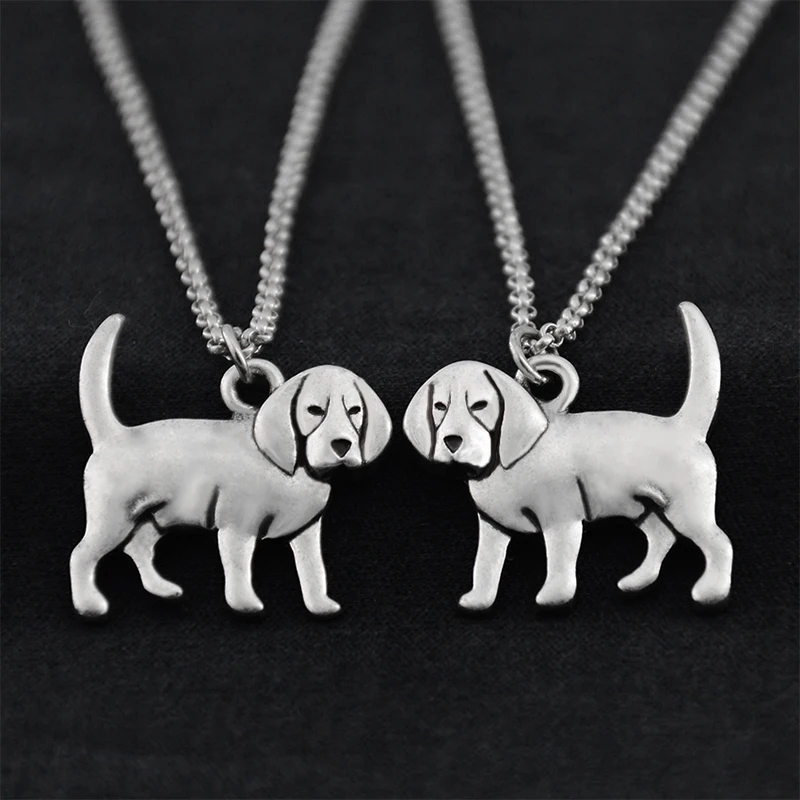 Women Necklace Cute Cartoon Punk Beagle & Coonhound Dog Charms Pendant Necklaces Collar Stainless Steel Long Choker Girl Jewelry