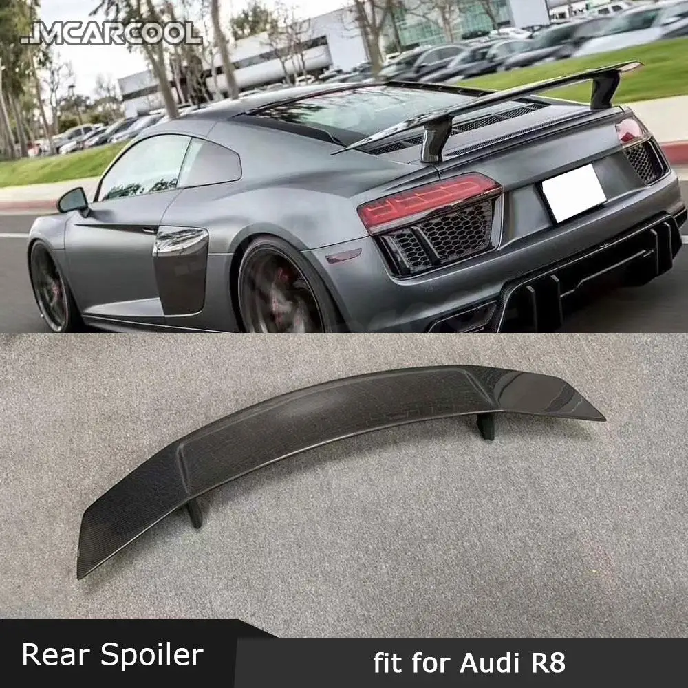 

Dry Carbon Fiber/FRP Rear Trunk Spoiler Active Wing Lip for Audi R8 V8 V10 2016 2017 + Rear Trunk Boot Lip Spoiler Auto Racing