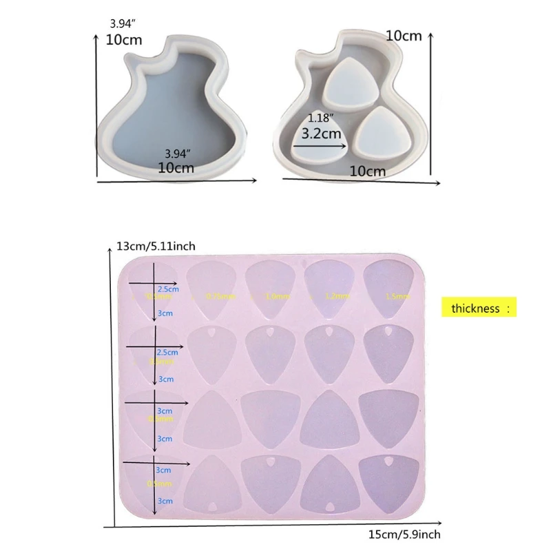 Guitar Pick Epoxy Resin Molds Bass Triangle Plectrum Case Silicone Mold for Casting Musical Accessories Keychain Jewelry Making