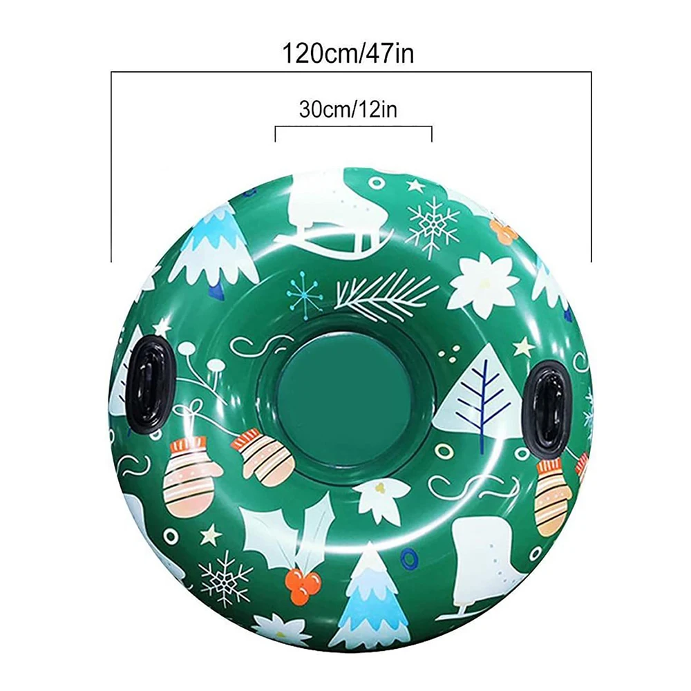 Inflatable Ski Ring Christmas Theme High Elasticity Cold Resistance With Handle Floated Sled Outdoor Snow Tube SkiingAccessories