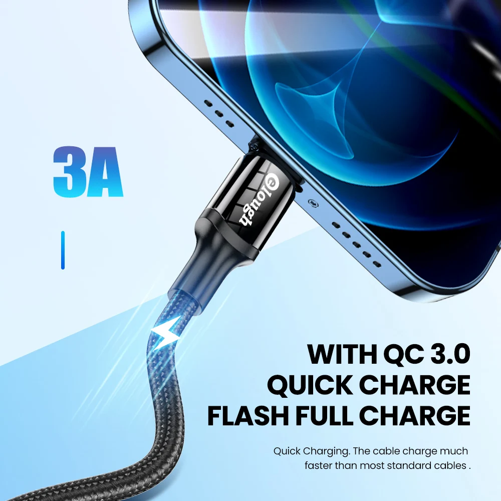 Elough Type C Cable 3A Fast Charging USB C Cable Date Wire For Samsung Xiaomo 11 Huawei Poco Mobile Phone Cable Type-C Charger