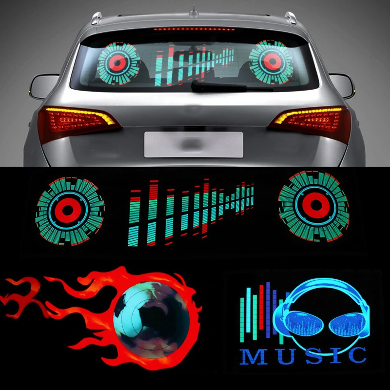 Niscarda Car Windshield LED Sound Activated Equalizer Neon EL Light Music Rhythm Flash Lamp Sticker Styling With Control Box