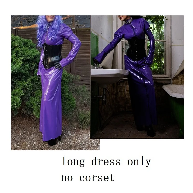 

Latex Dress sexy Corset style tight with apron Handmade Ruffle muti color long dress plus size custome