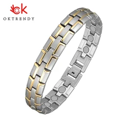 OKtrendy Health Energy Pure Titanium Therapy Bracelet Bangle Relieve Difficulty Sleeping Benefits of Magnetic Bio Energy Stone