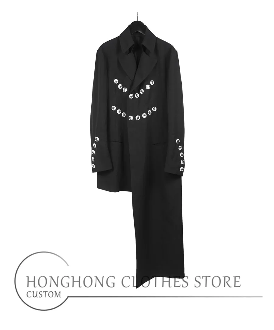 Original design asymmetrical loose trench coat, high-quality custom-sized autumn and winter men's long coat