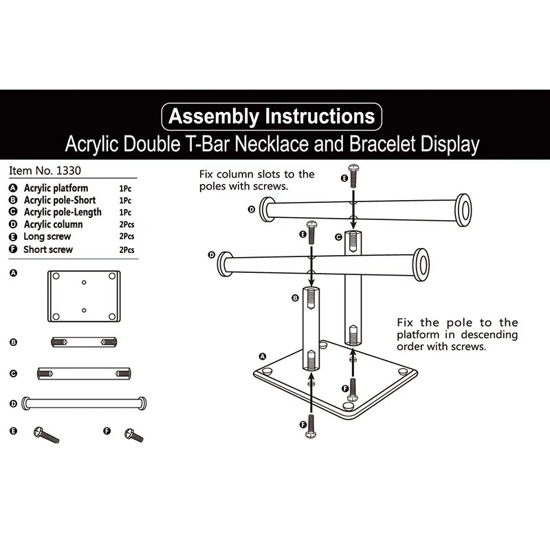 Clear Acrylic Round Bracelet Display Holder 2 Tier T-Bar Jewelry Display Bracelet Display Holder Stand Display Organizer