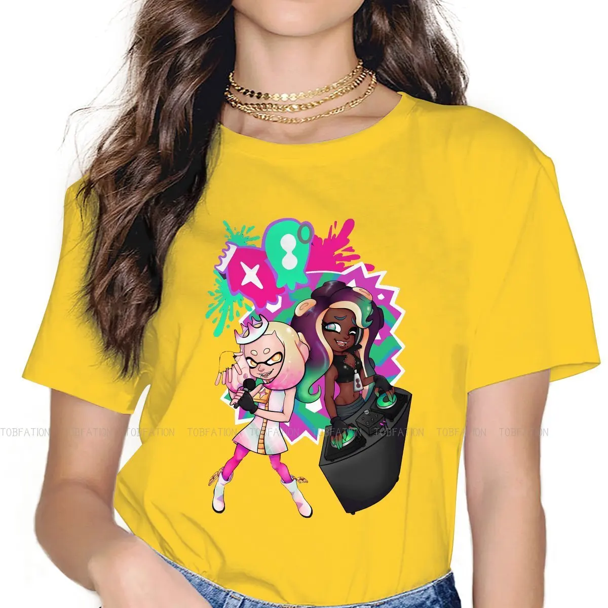 Splatoon Inklings Switch Salmon Run Game 4XL TShirts Off the Hook Band Personalize Girl T Shirt Hipster Tops