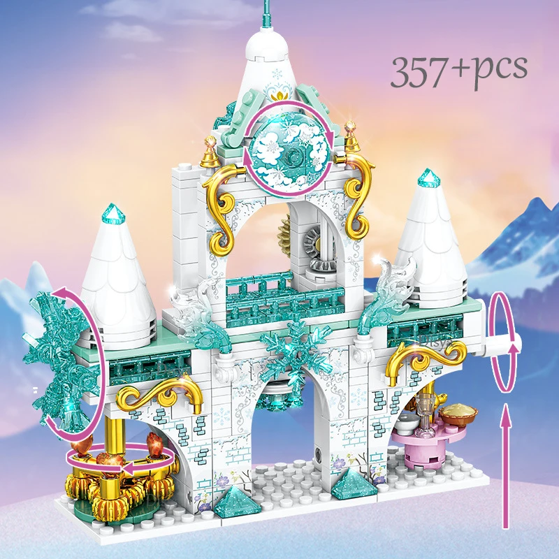 NEW 2021 Disney Frozen Princess Elsa Anna Ice Castle Building Model Block Set children toy Birthday Christmas gift