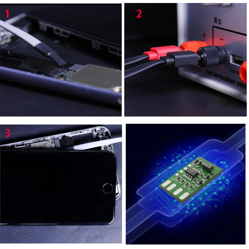 Cable de fuente de alimentación de teléfono, herramientas de prueba de reparación de activación de un botón para iPhone X, XR, XS, MAX, 8, 7, 6sP, Samsung, xiaomi, Huawei, Android