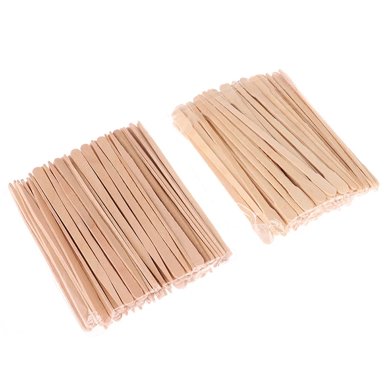 Varillas de depilación corporal de madera para mujer, palitos desechables de cera para encerar, Kits de aseo de belleza, espátula decodificadora de lengua de madera, 100 Uds.