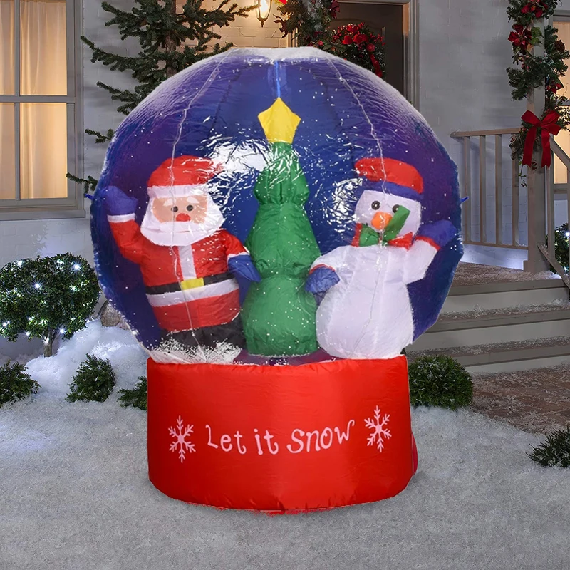 Giant Inflatable Snow Globe with Santa Claus Crystal Transparent Inflatable Christmas Globe Ball Outdoor Supermarket Decorations