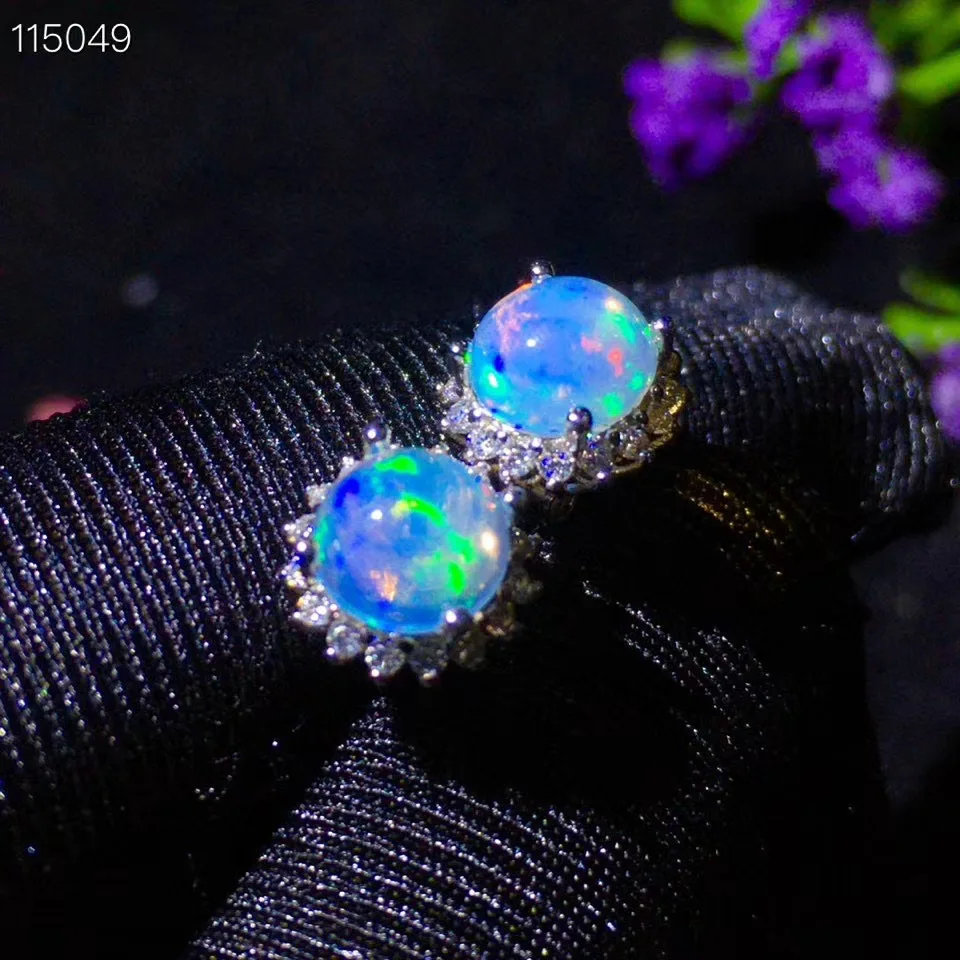 

Best Gift Natural Real Natural Real OPal Earrings S925 Sterling Silver Fine Elegant Jewelry for Women Wedding Earring