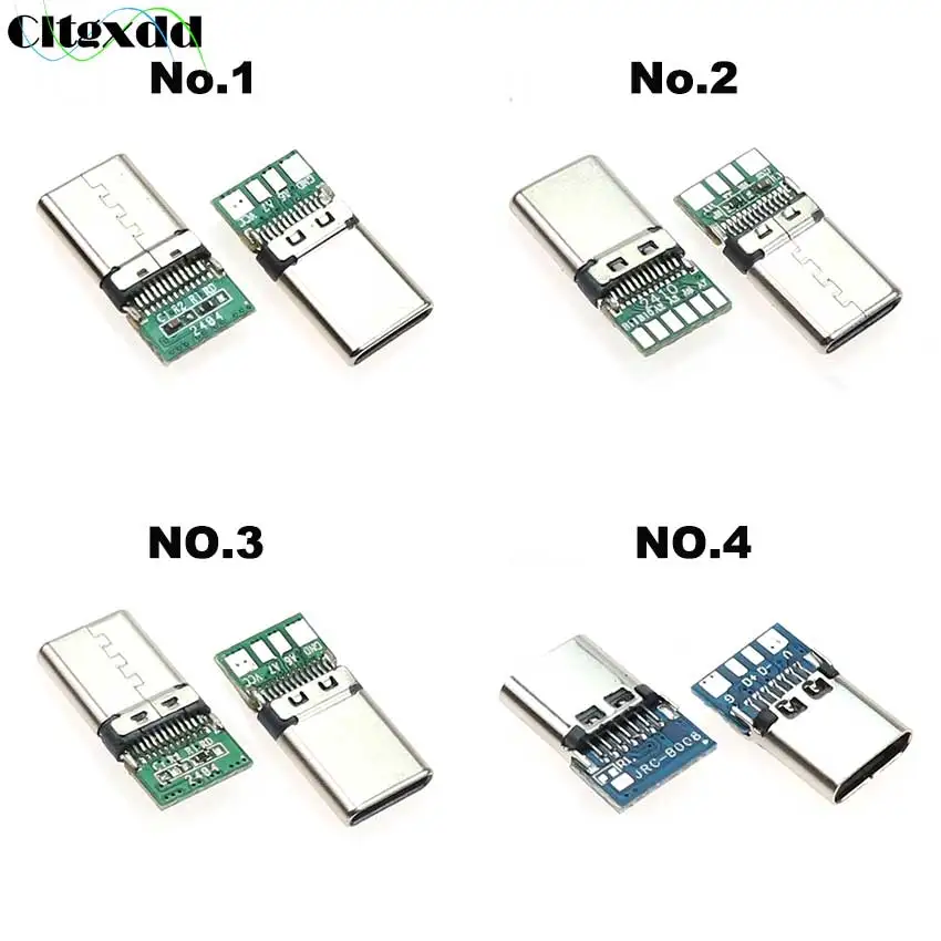 Cltgxdd 10PCS USB 3.1 Type C Connector 24 / 14 Pin Female Socket receptacle Through Holes PCB 180 Vertical Shield USB-C