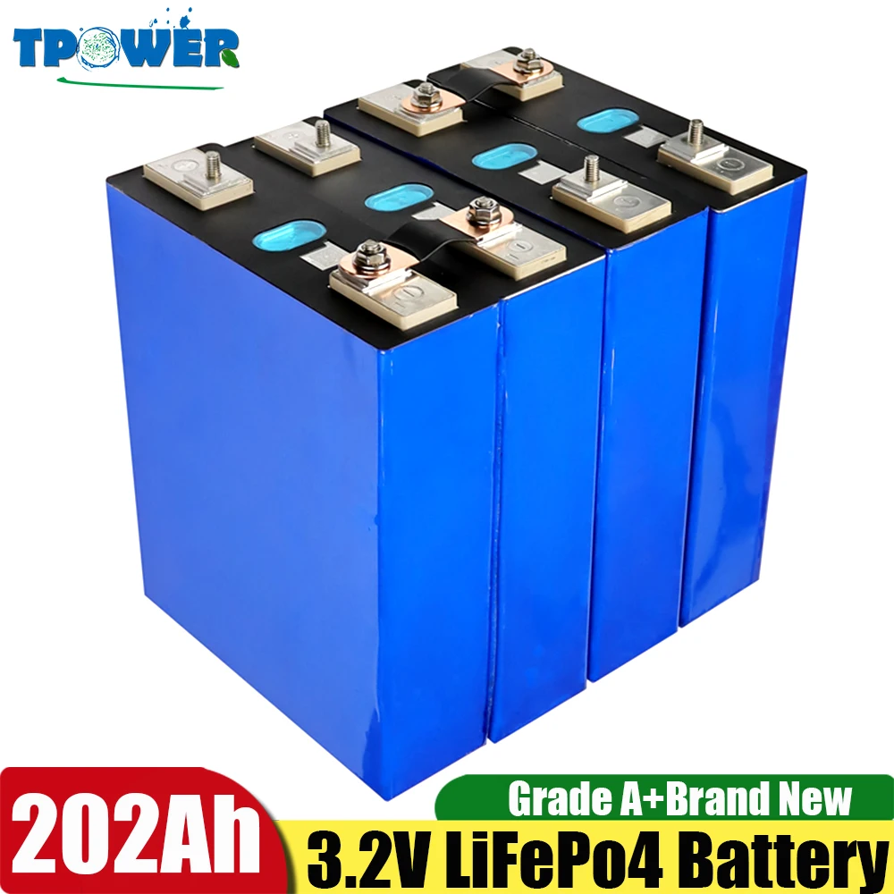 

8pcs 3.2V Lifepo4 Battery 200Ah 202Ah Lishen Deep Cycle Prismatic Cell DIY 24V 48V 12V Solar 400Ah Phosphate Batteria