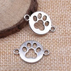 10pcs 24x16mm Cute Animal Dog Footprints  Paw Charm Connector Pendants  For DIY Jewelry Making