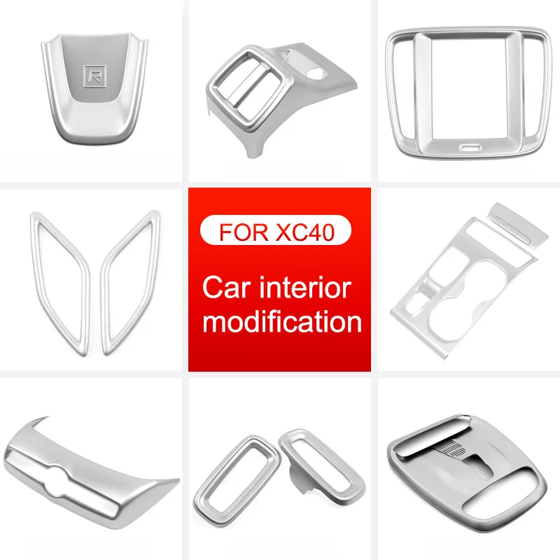 For volvo XC40 2019-2024 Car Styling Interior Accessories Central Console Decoration Frame Cover Trim ABS Silver Sticker