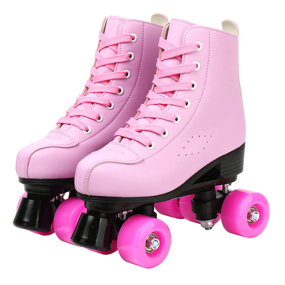 

Artificial Pu Leather Roller Skates Adult Double Line Skates Women Men Two Line Skate Shoes Patines Lighting Wheels Skates Pink