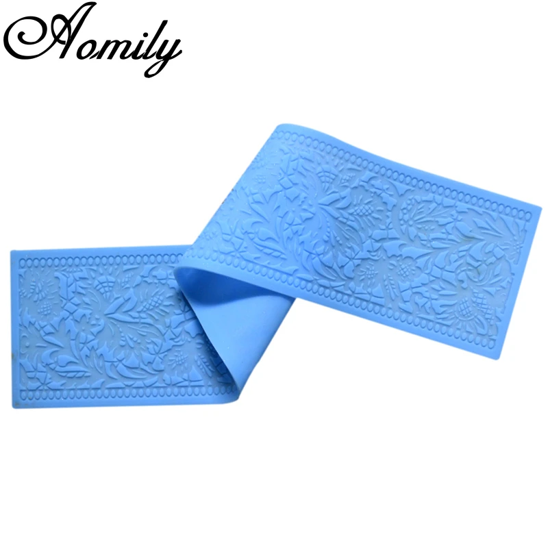 Aomily Noble Flower Lace Silicone Mold Wedding Cake Border Decoration Tool Fondant Cake 3D Mold Food Grade Mat Mould Baking Mold