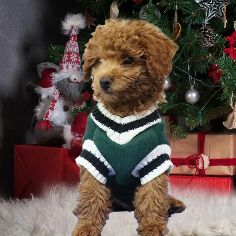 Pet Costume Adorable College Style Breathable Skin-friendly Soft Sleeveless Pet Puppy Knitted Vest Sweater for Autumn Winter