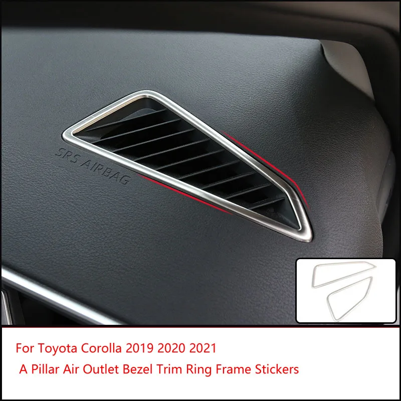 

Car A Pillar Air Outlet Trim Ring Frame Stickers For Toyota Corolla 2019 2020 Double engine instrument panel air outlet sticker