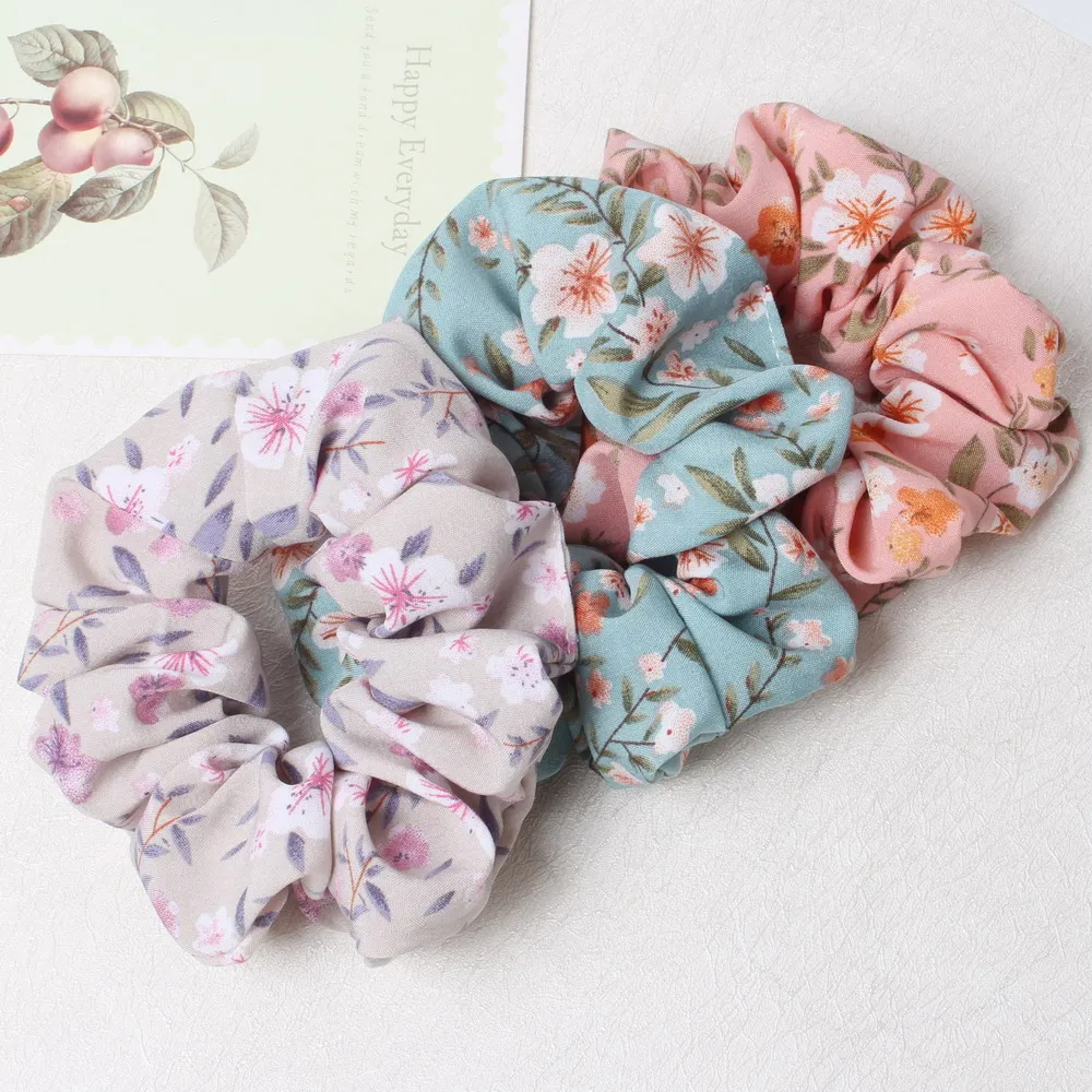 3 Stks/partij Bloem Elastische Scrunchies Nieuwe Hot Paardenstaart Houder Haarband Haar Touw Stropdas Mode Stipe Voor Vrouwen Meisjes Haar Accessoires